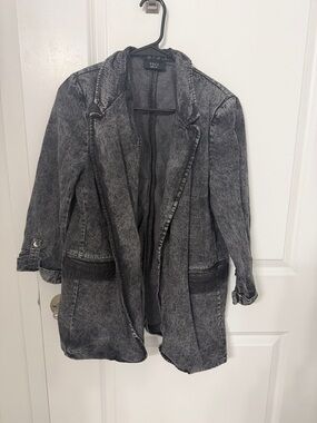 VICI Washed Black Longline Denim Blazer
